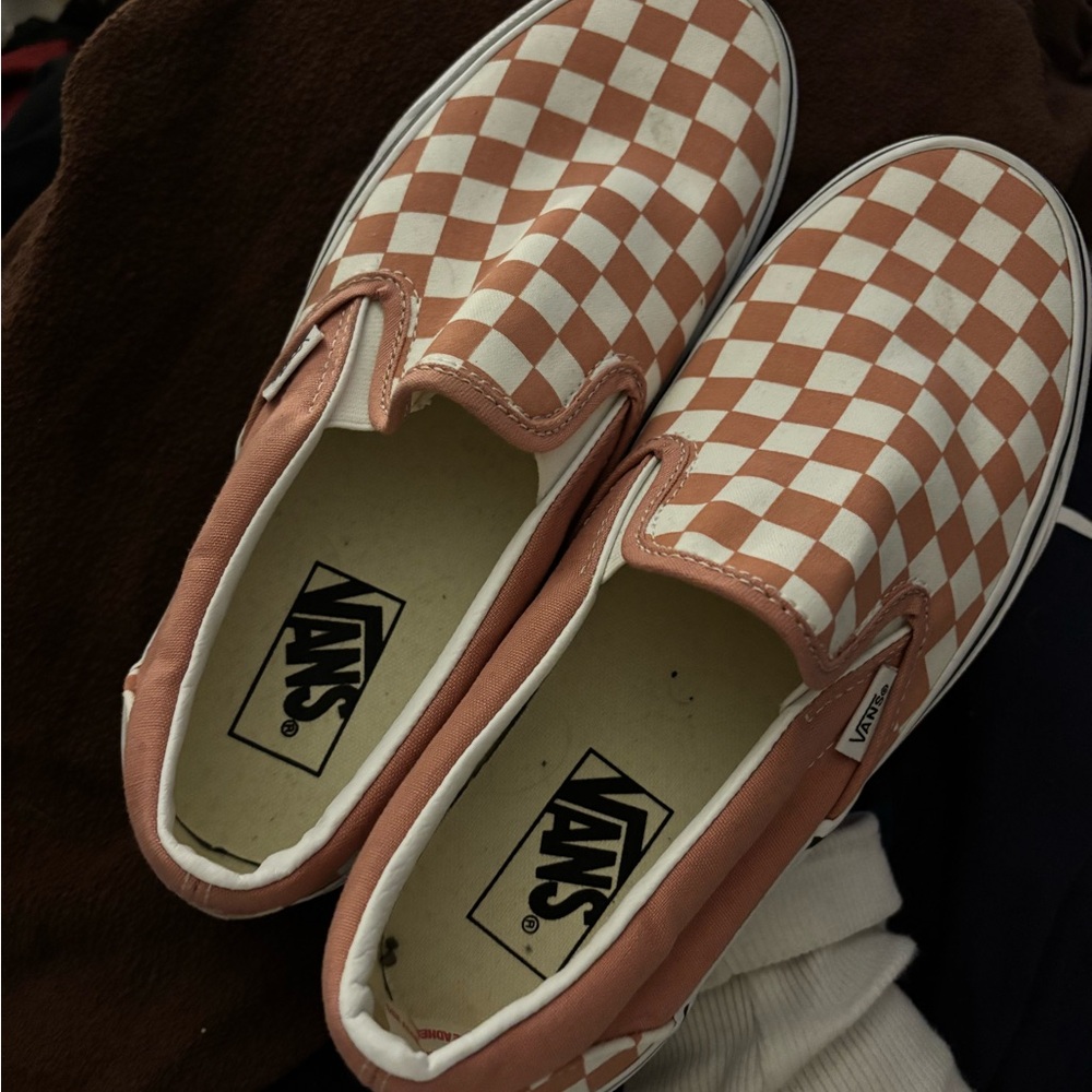 Coral pink slip on vans